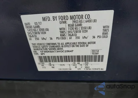 2017 Ford Police Interceptor z USA, uszkodzony, nr VIN 1FM5K8AT3HGC25647